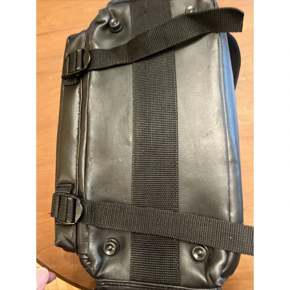 Vintage Large Black Ambico Leather Shoulder Carry Bag For Camera/Video Gear